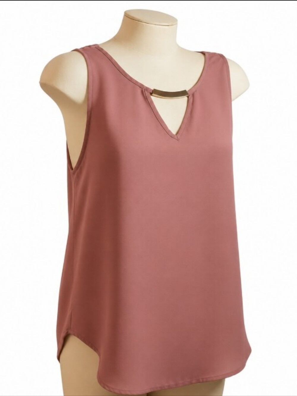 Lily White Dusty RoseTank Top Gold Bar Neck Draped Back Boho Y2K Size L